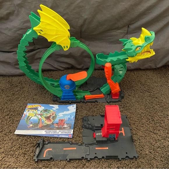 Hot Wheels Other - Hot Wheels City Dragon Drive Firefight Playset Track Set Play Kids Toy